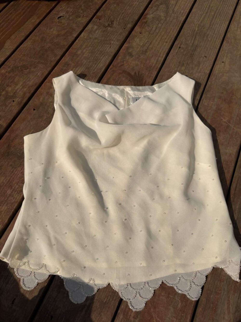VIntage J.R. Nites By Caliendo White Sleeveless Beaded  Top Size 16